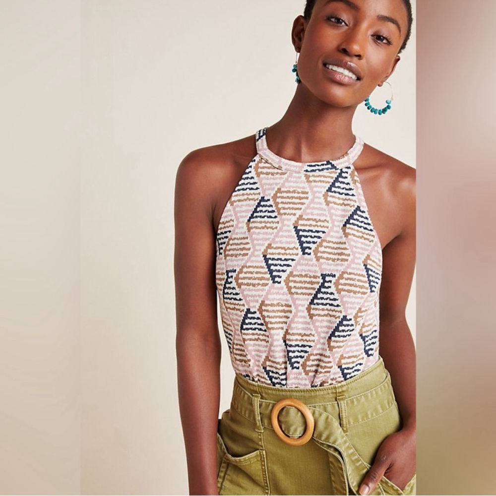Anthropologie Abstract High-Neck Tank